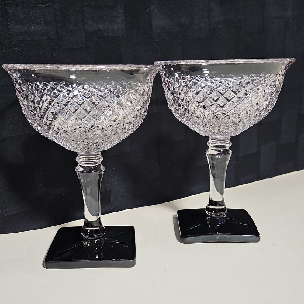 VTG Westmoreland English Hobnail Clear Square Base Cocktail Glasses, Set of 2